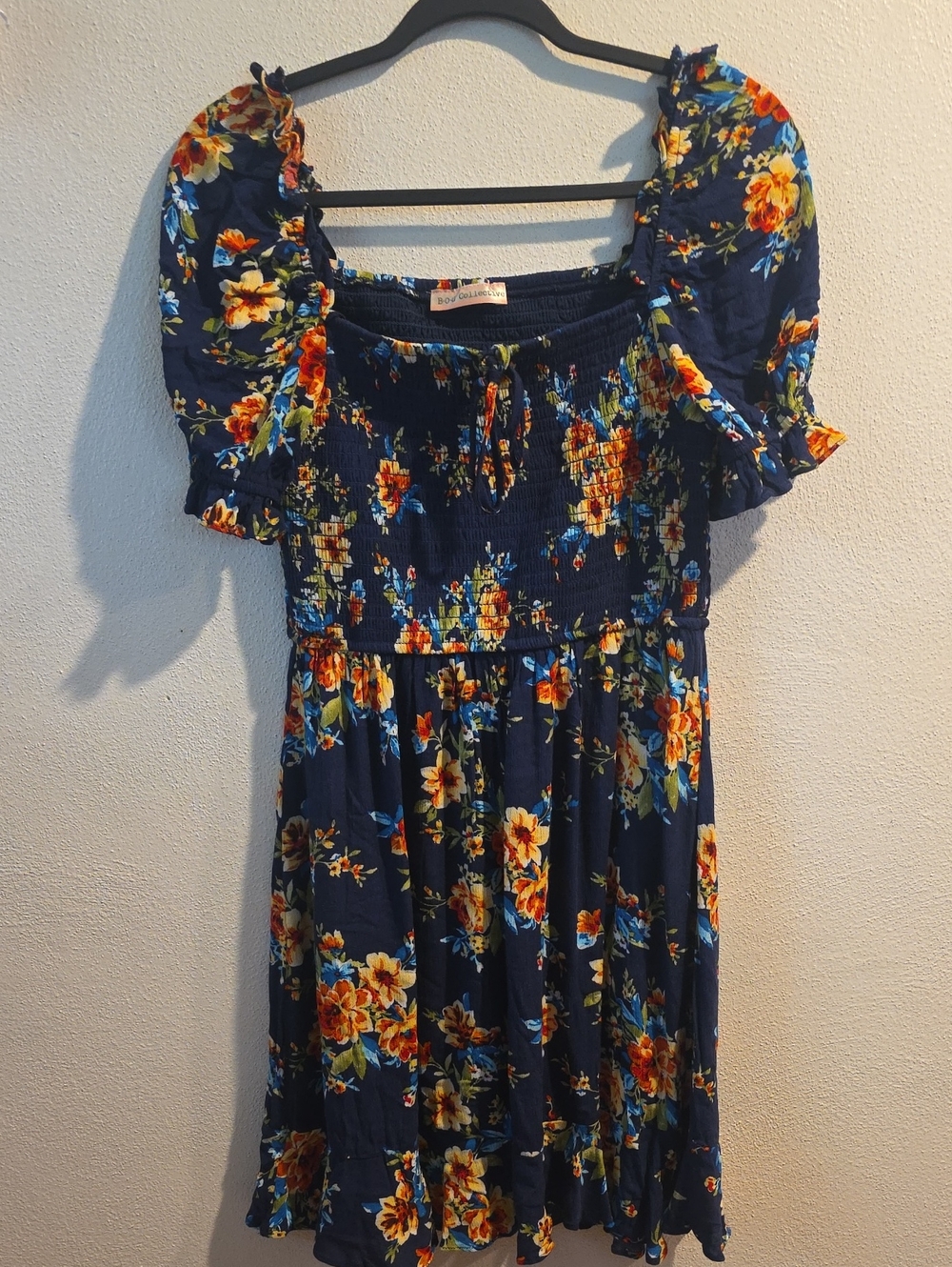 BOG Collective Squareneck Smocked Floral Dress